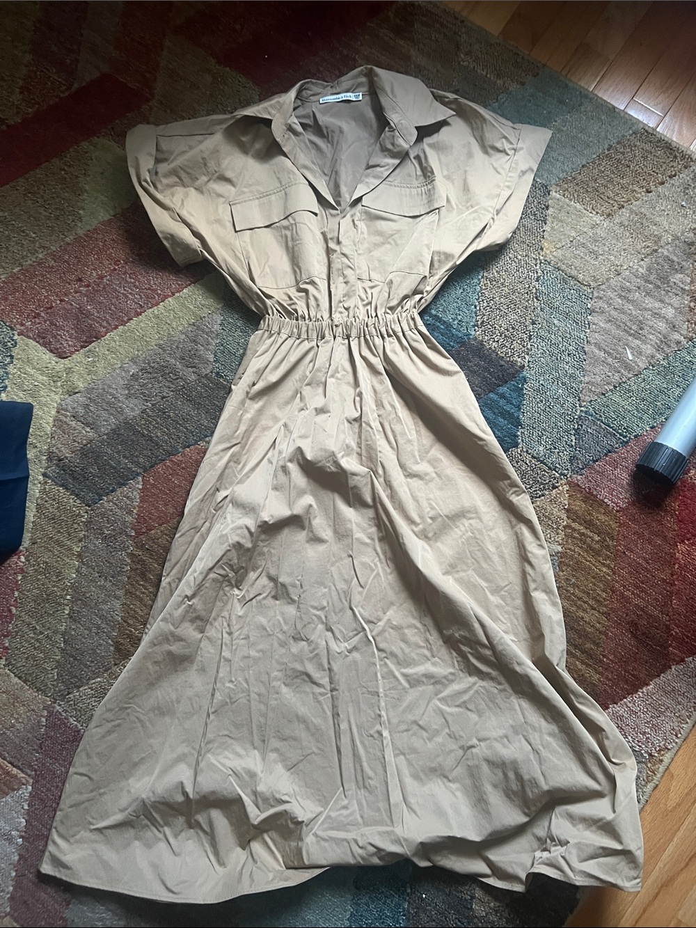 Women’s Tan Shirred Waist Shirt Dress from Abercrombie